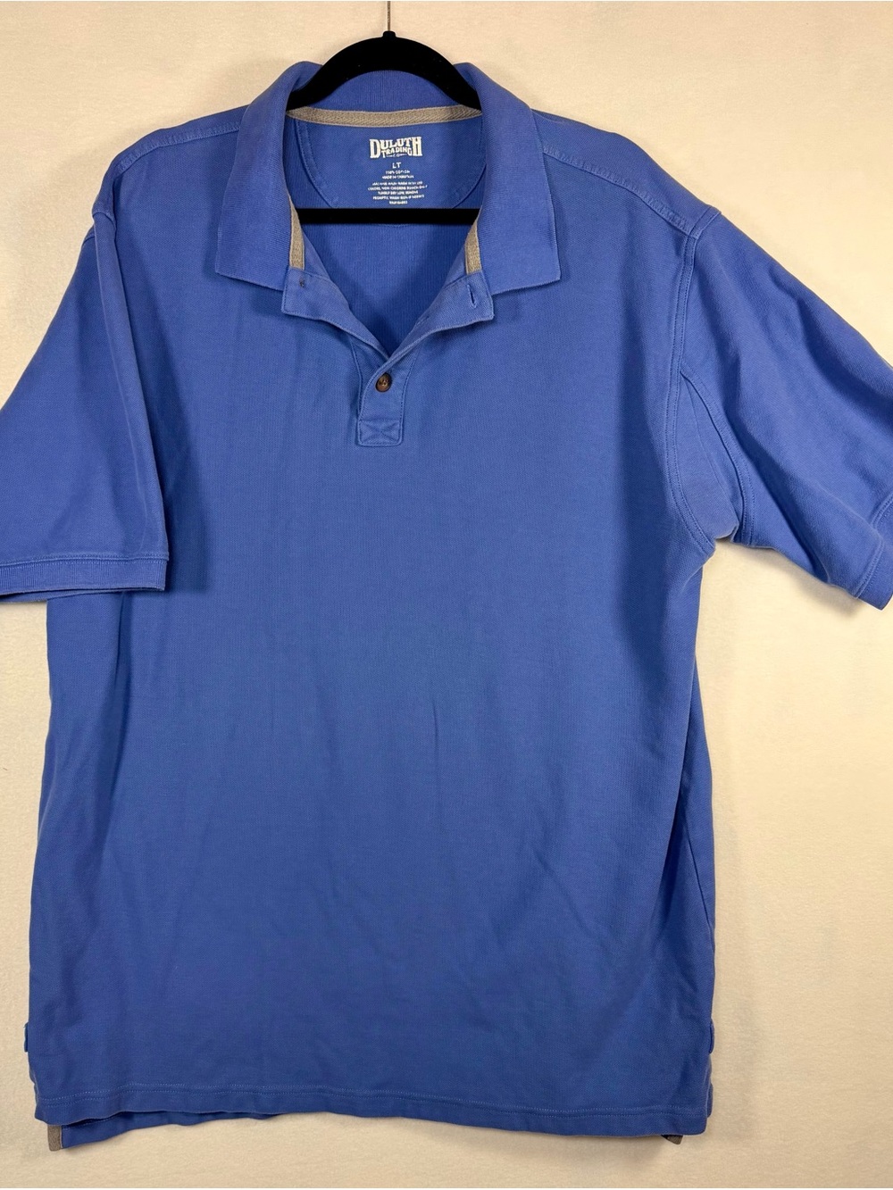 Duluth Trading Co. Men’s Polo Shirt, Large Tall, Sea Blue, 100% Cotton Short Slv